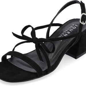 Journee Womens Amity Sling Back Multi Strap Block Heel Dress Sandals 10